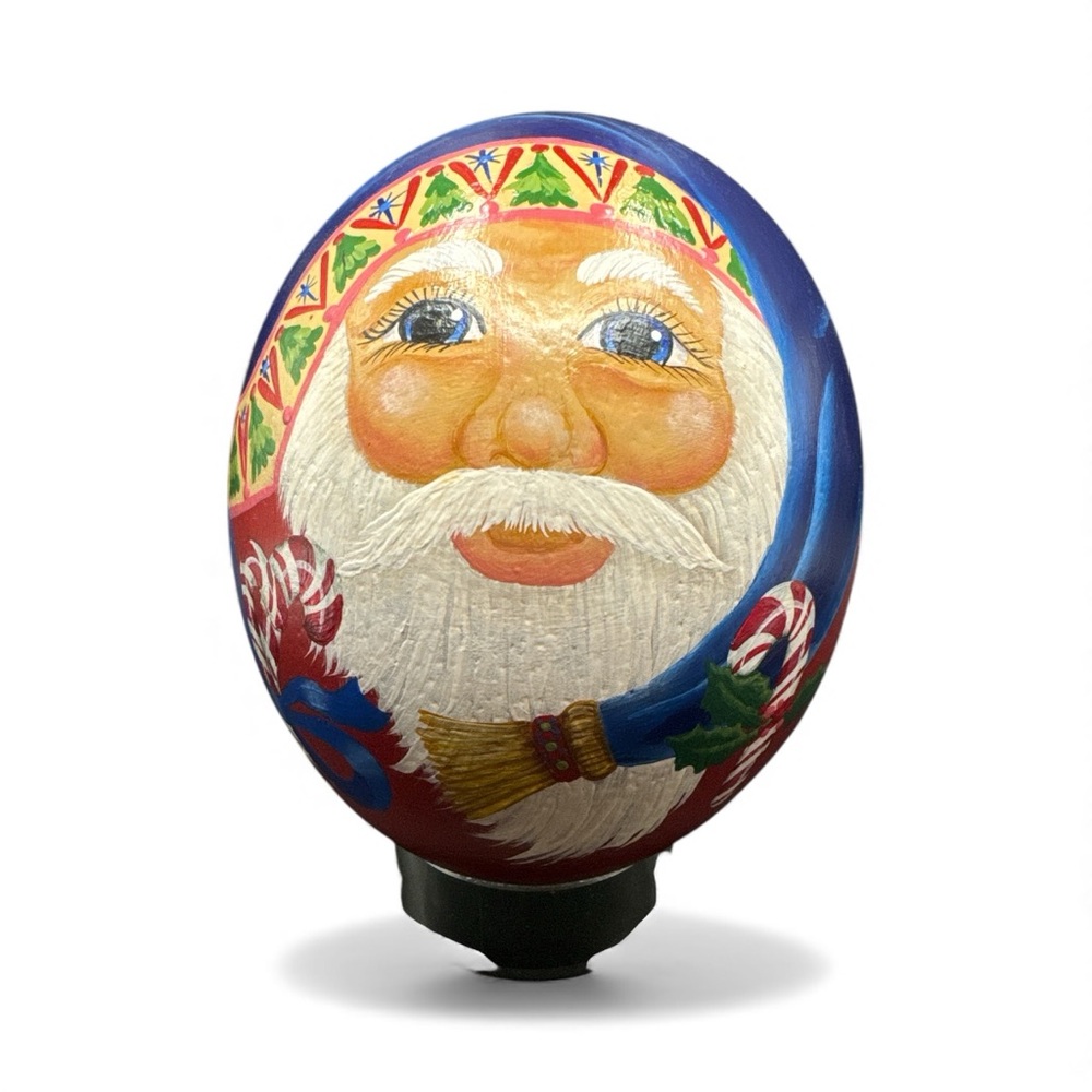 Vintage Handpainted Santa Ostrich Egg Vintage Handpainted Christmas Ostrich Egg